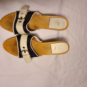 Coach wooden heel women's slipper